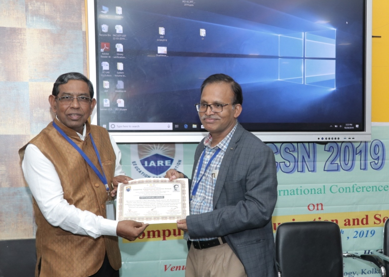 Vidyasagar Award of CCSN2019 is given to: Dr.Banshi Dhar Mahi, Director, IIIT, Kanchipuram, Chennai